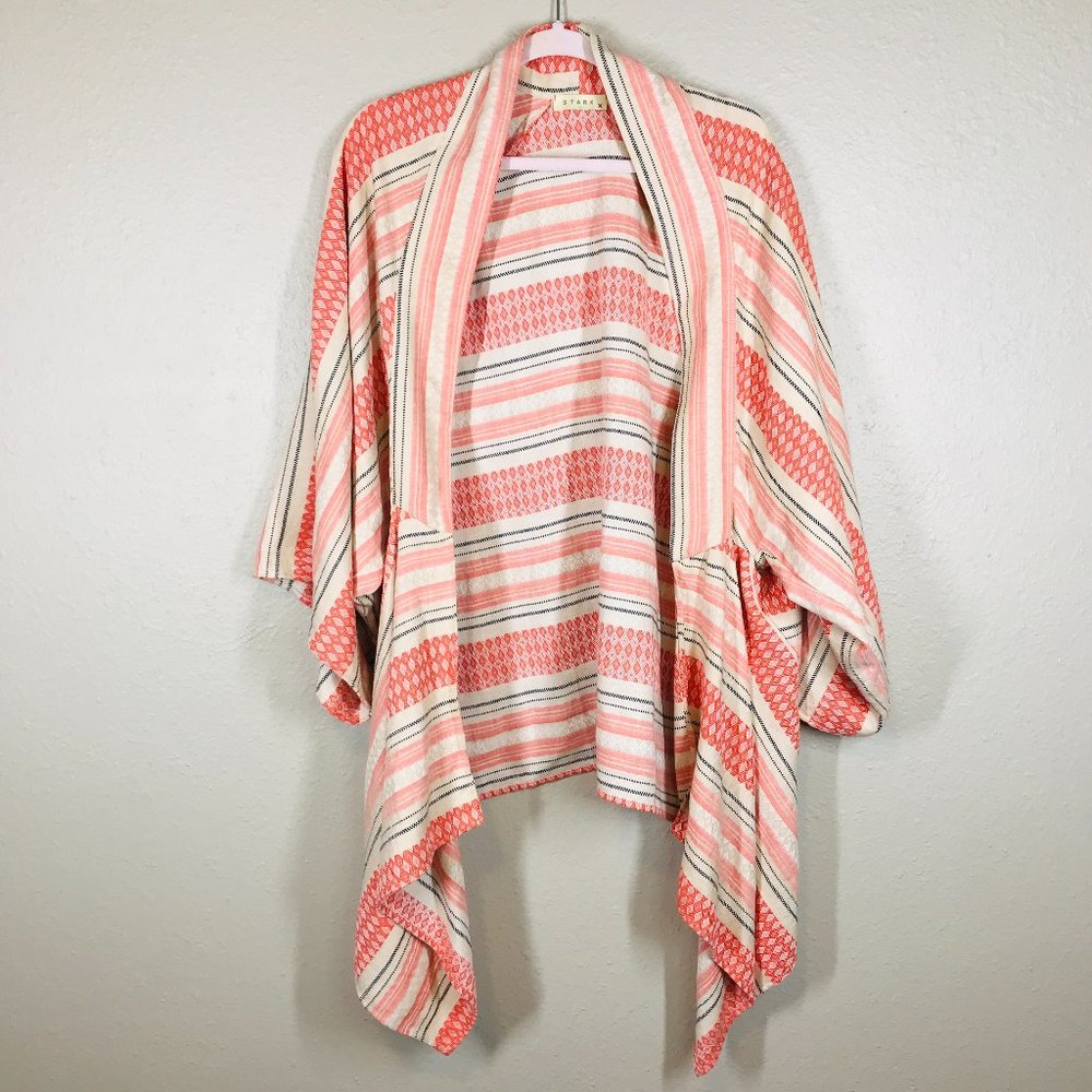Stark X Pink and Cream Open Front Waterfall Cardigan Kimono
